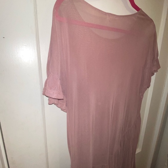The Buckle Grehy Mauve Pink Sheer Mesh Tunic Top Size Small - Picture 9 of 11